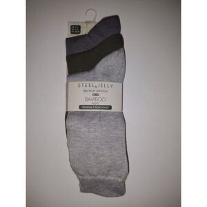 Steel & Jelly Bamboo Blend Men's Socks 3 Pair Multicolor Premium Size 7-12